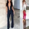 Elegant See-Through Lace Jumpsuit – Slim Fit, Lace-Up, and Chic!