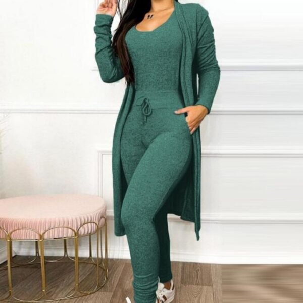 Casual Pants Drawstring Jumpsuit & Cardigan | All-in-One Chic