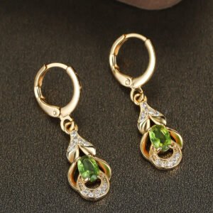 Champagne Gold Oval Earrings | Elegant Geometric Design