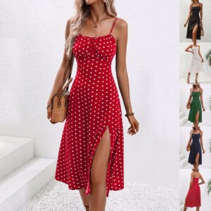 Polka Dot Suspender Dress | Sexy Summer Long Dress